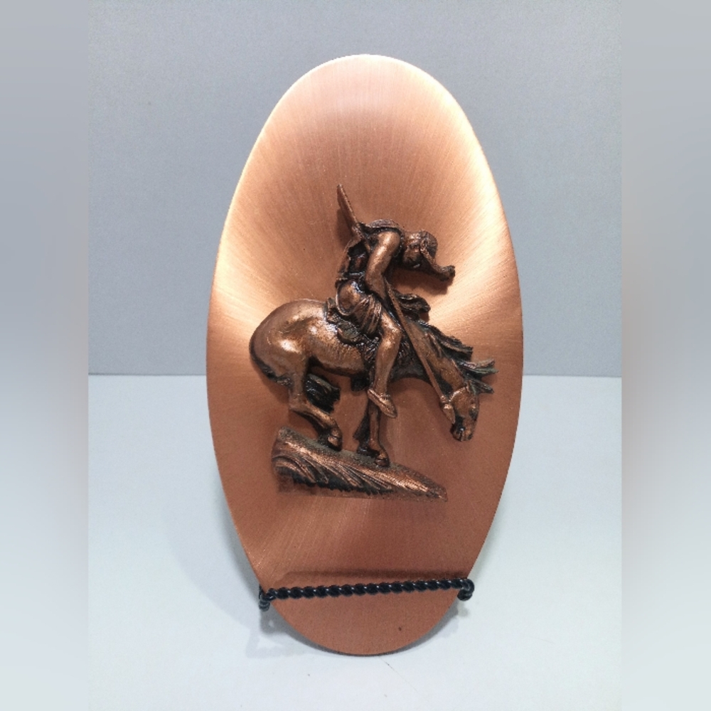 Vintage Copperama Wall Plaque End Of Trail Native American Indian 3D Home Decor